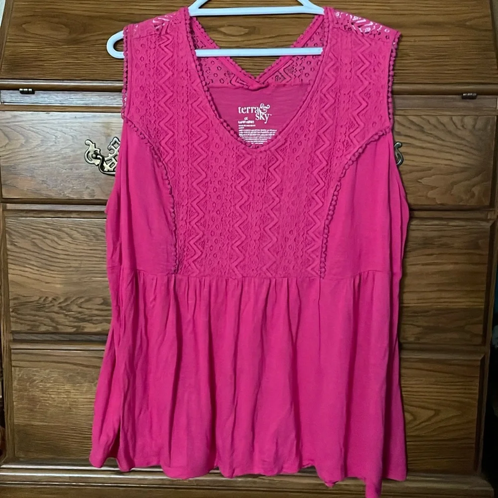 Terra & Sky Pink Sleeveless Top size 1X - Picture 1 of 4